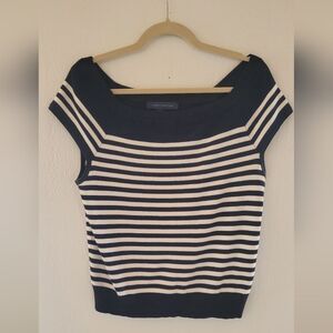 Tommy Hilfiger Women' L Navy White Knit Striped Beachy Nautical Vacation Staple